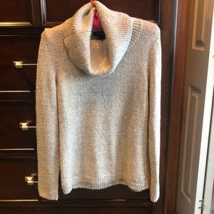 WHBM light tan sparkle sweater XS